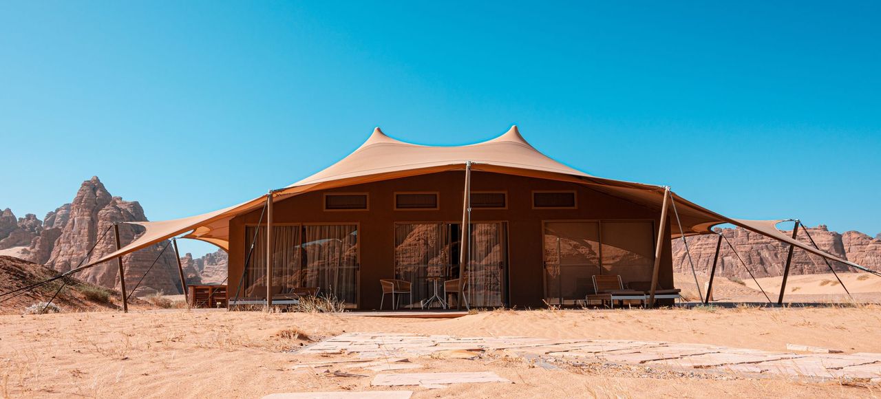Explore luxury glamping in the stunning desert landscape of AlUla, Saudi Arabia