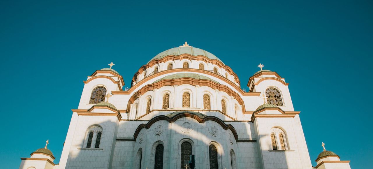 Serbia: Captivating view of the Temple of Saint Sava under a clear blue sky